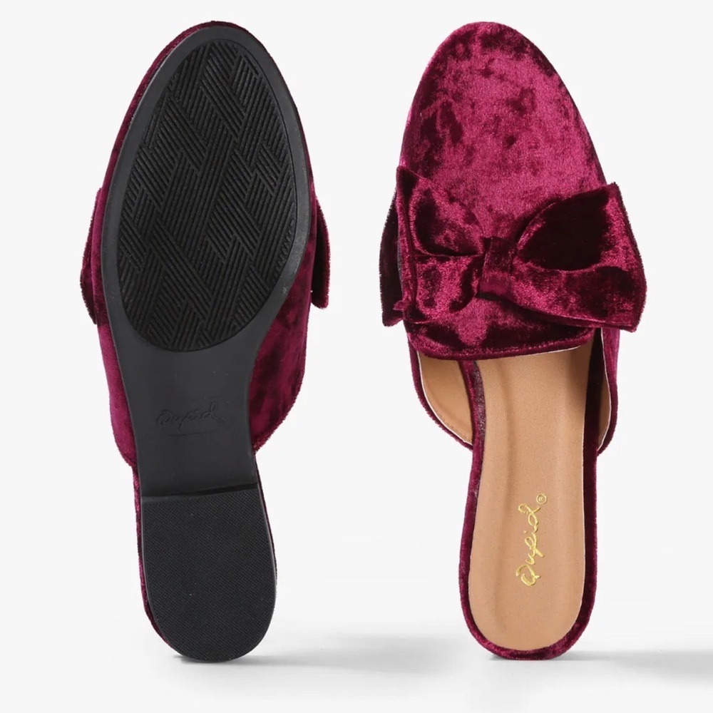 Qupid Women's Mule Sneakers Velvet Wine with Elegant Bun Size 6 - Picture 6 of 6